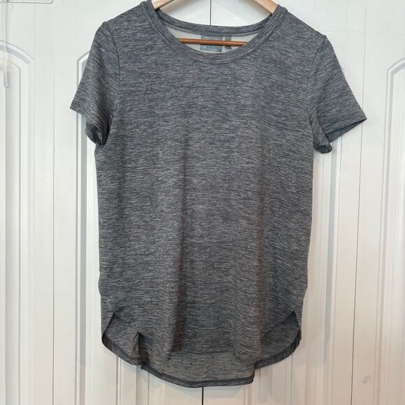 Athleta Gray Marled Mesh‎ Panel Back Top Size Small - Picture 1 of 8